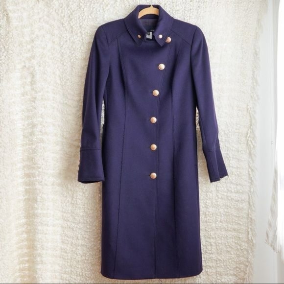 NEW Les Copains Stand Collar Navy Military Coat 42EU - Picture 1 of 8